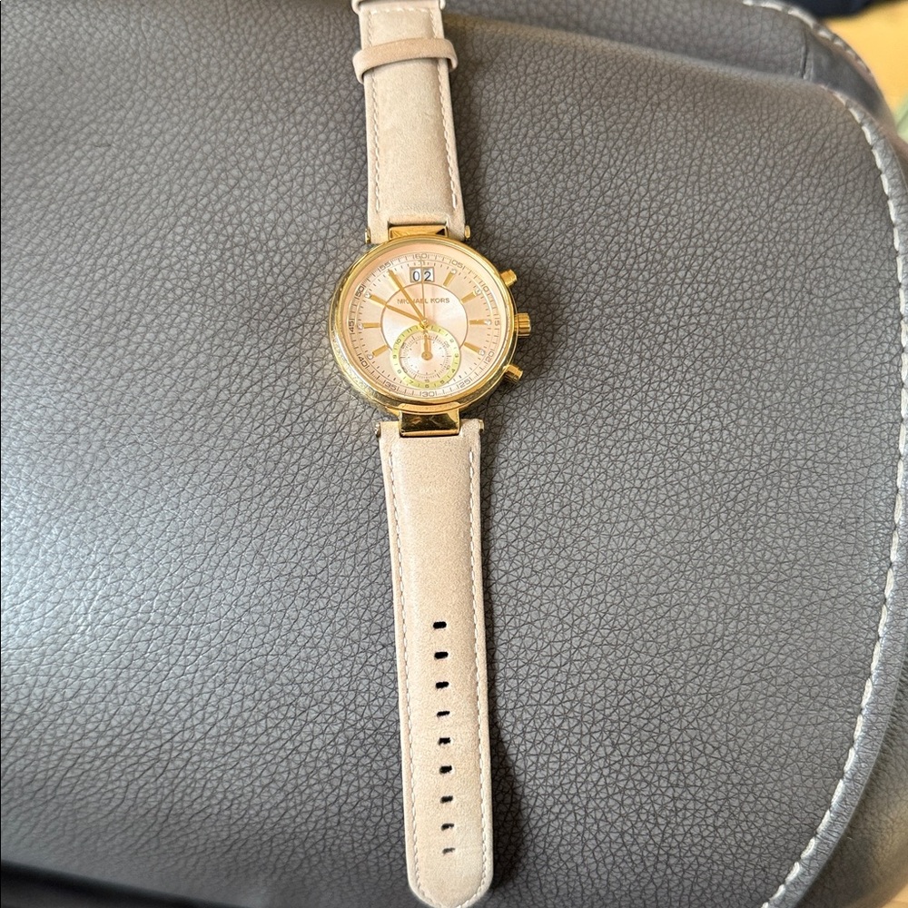 Gold and Beige Watch